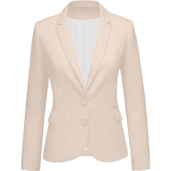 Women's Long Sleeve Formal Blazer Jacket Beige - Picture 1 of 6